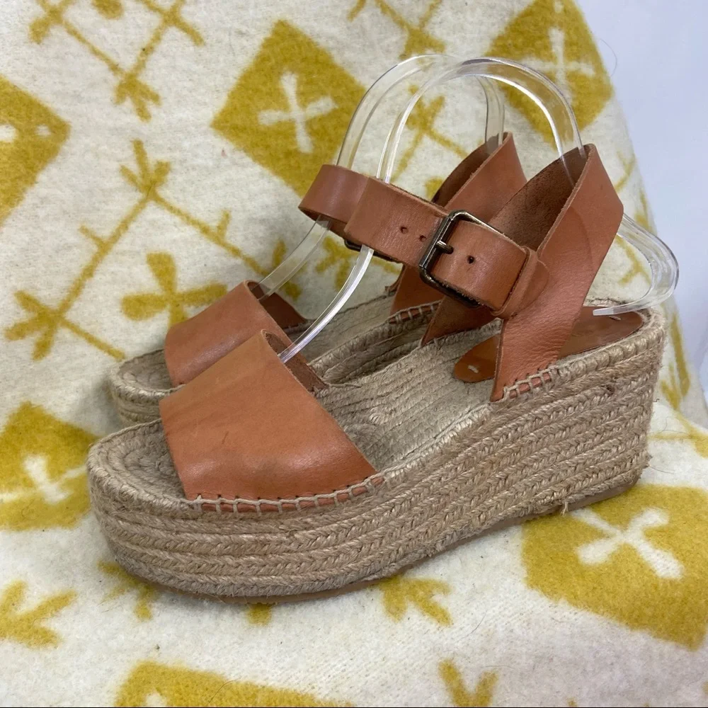 Soludos Minorca Leather Espadrille Platform Sandals size 8